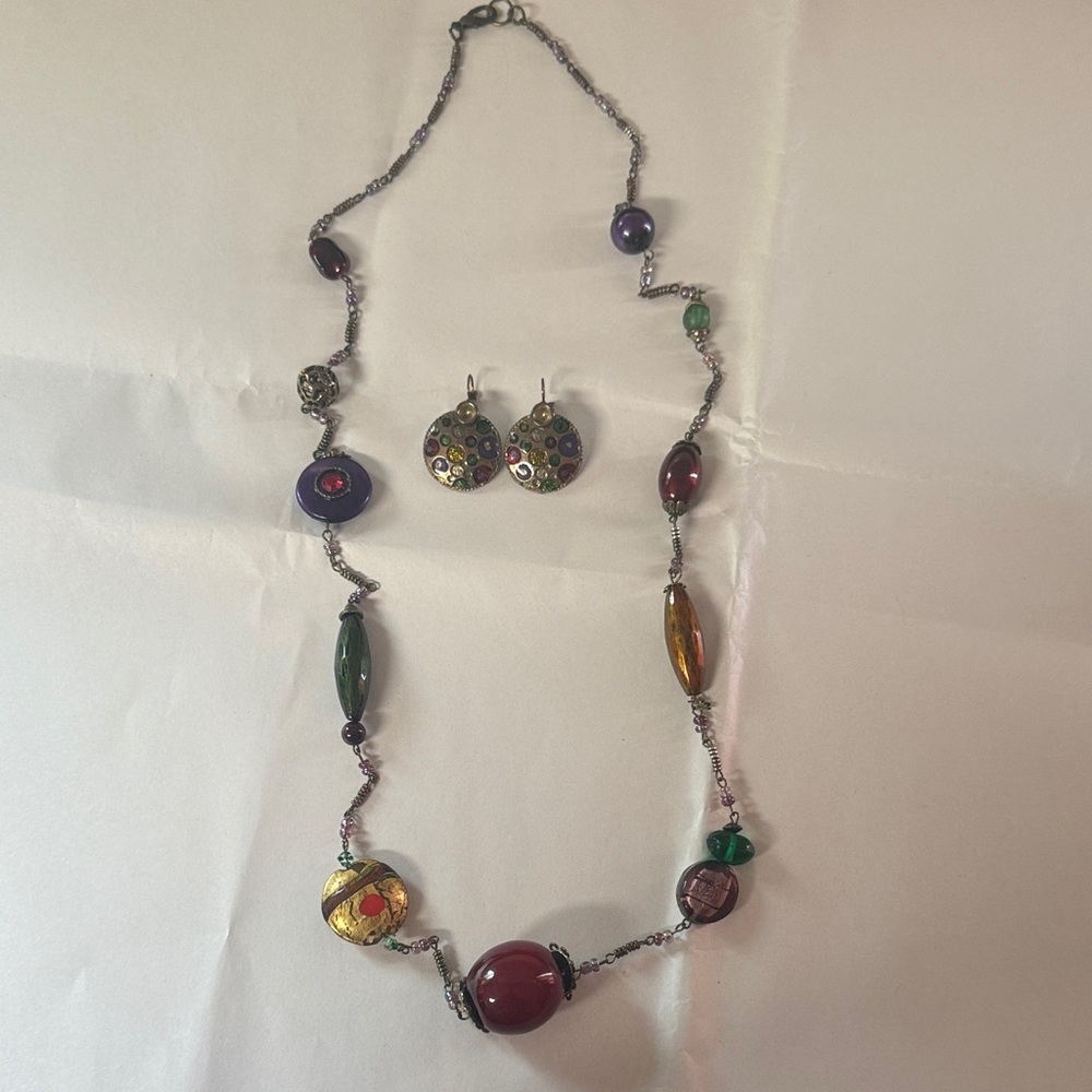 Colorful Beaded Necklace and Earring Set